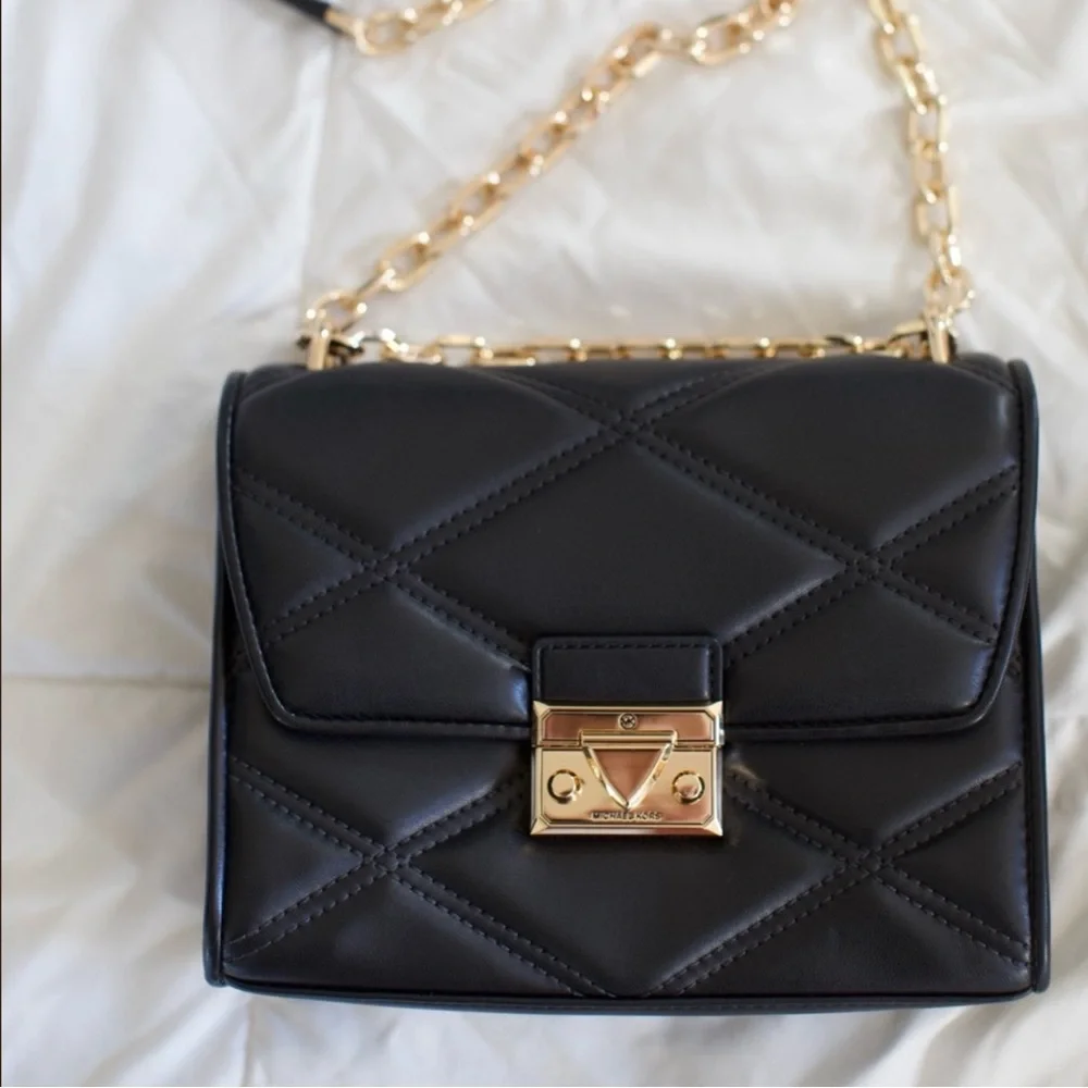 MICHAEL KORS SERENA MEDIUM FLAP SHOULDER CROSSBODY BLACK - Picture 8 of 11
